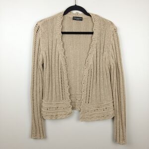 JAMES LAKELAND Beige Knit Crochet Cardigan
